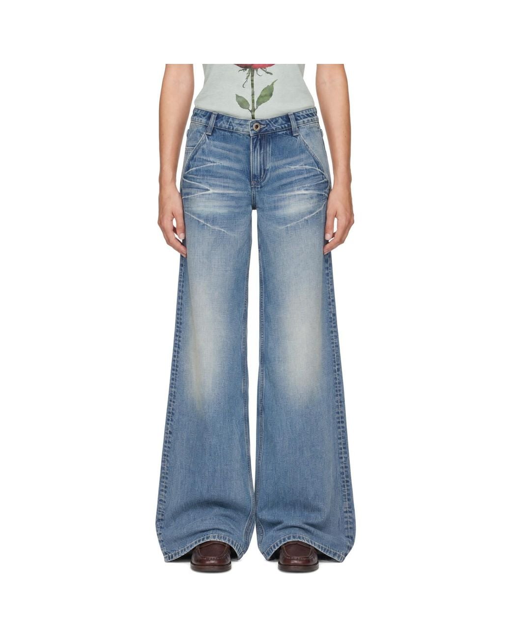 Fax Copy Express Blue Wide Denim Jeans