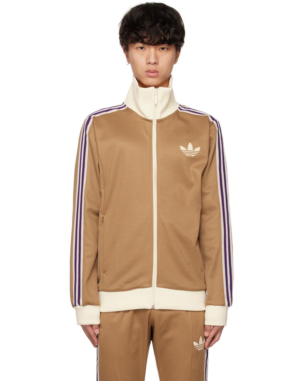 Khaki adidas sales track jacket