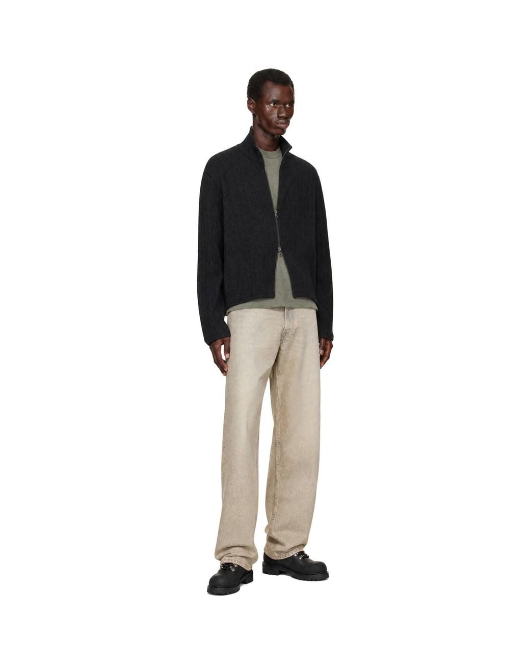 Our Legacy Black Shrunken Fullzip Sweater for men