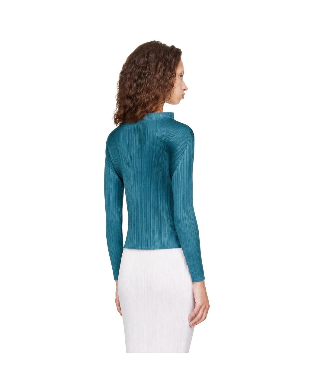 Pleats Please Issey Miyake Blue Monthly Colors October Turtleneck Top