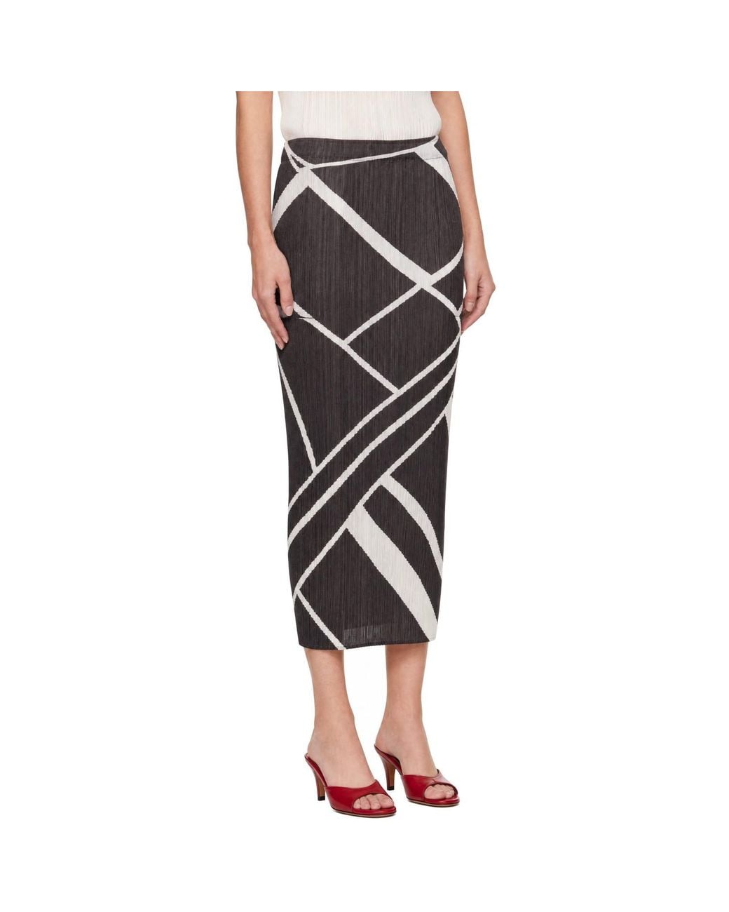Pleats Please Issey Miyake Black Fold Lines Maxi Skirt