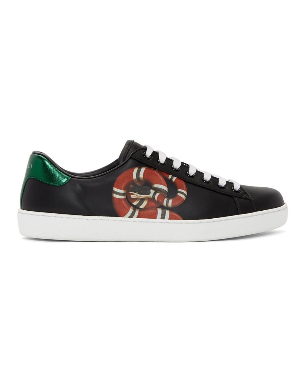 Gucci Black Snake New Ace Sneakers for Men | Lyst