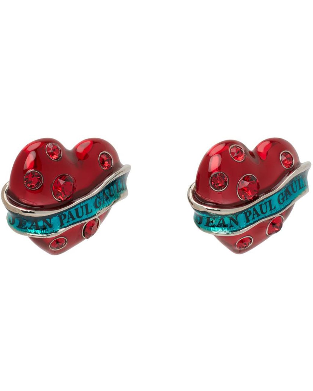 Jean Paul Gaultier レッド&ブルー Big Heart ピアス レッド | Lyst Jean Paul Gaultier レッド&ブルー Big Heart ピアス レッド | Lyst