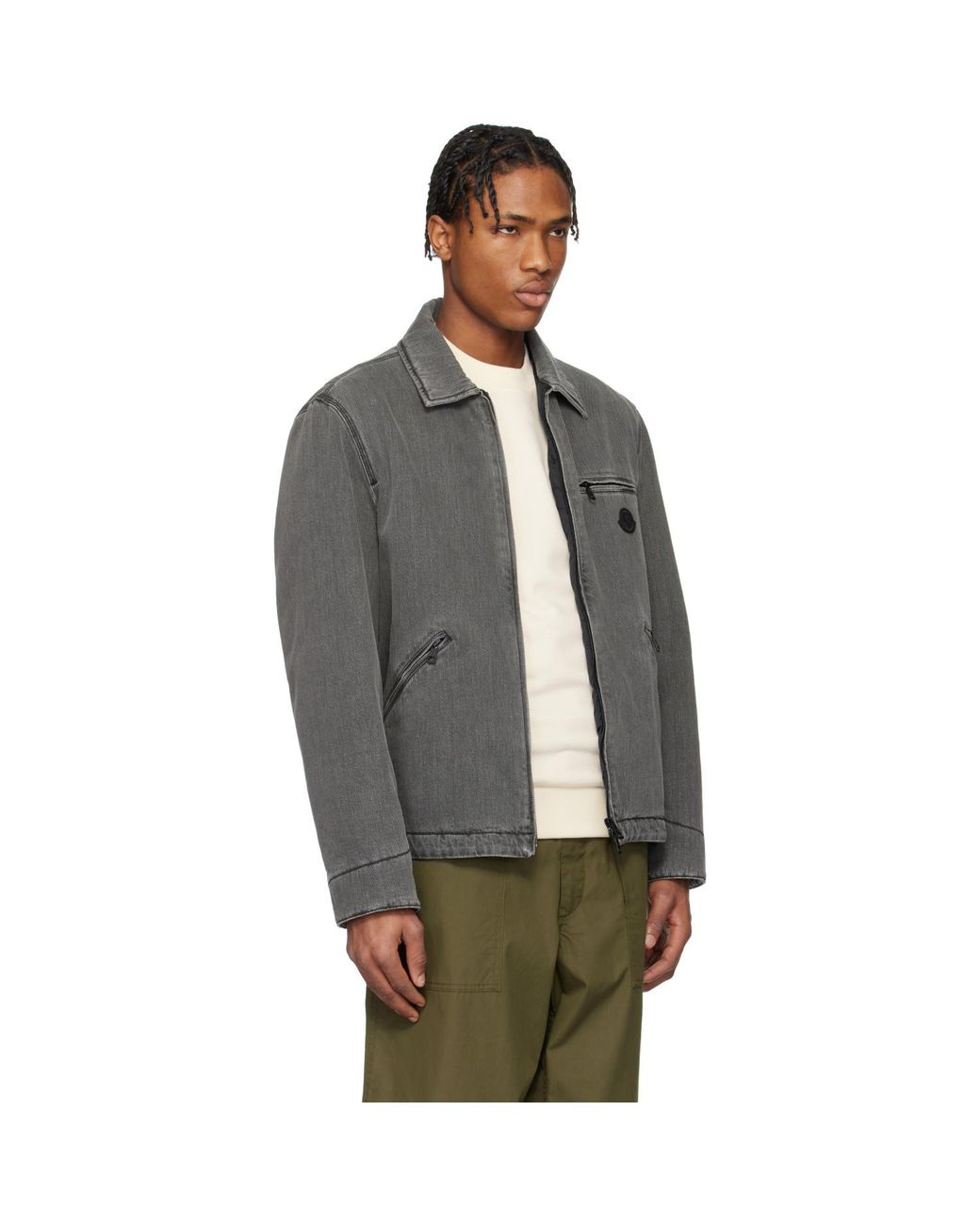 Moncler Black Acate Padded Denim Overshirt for men