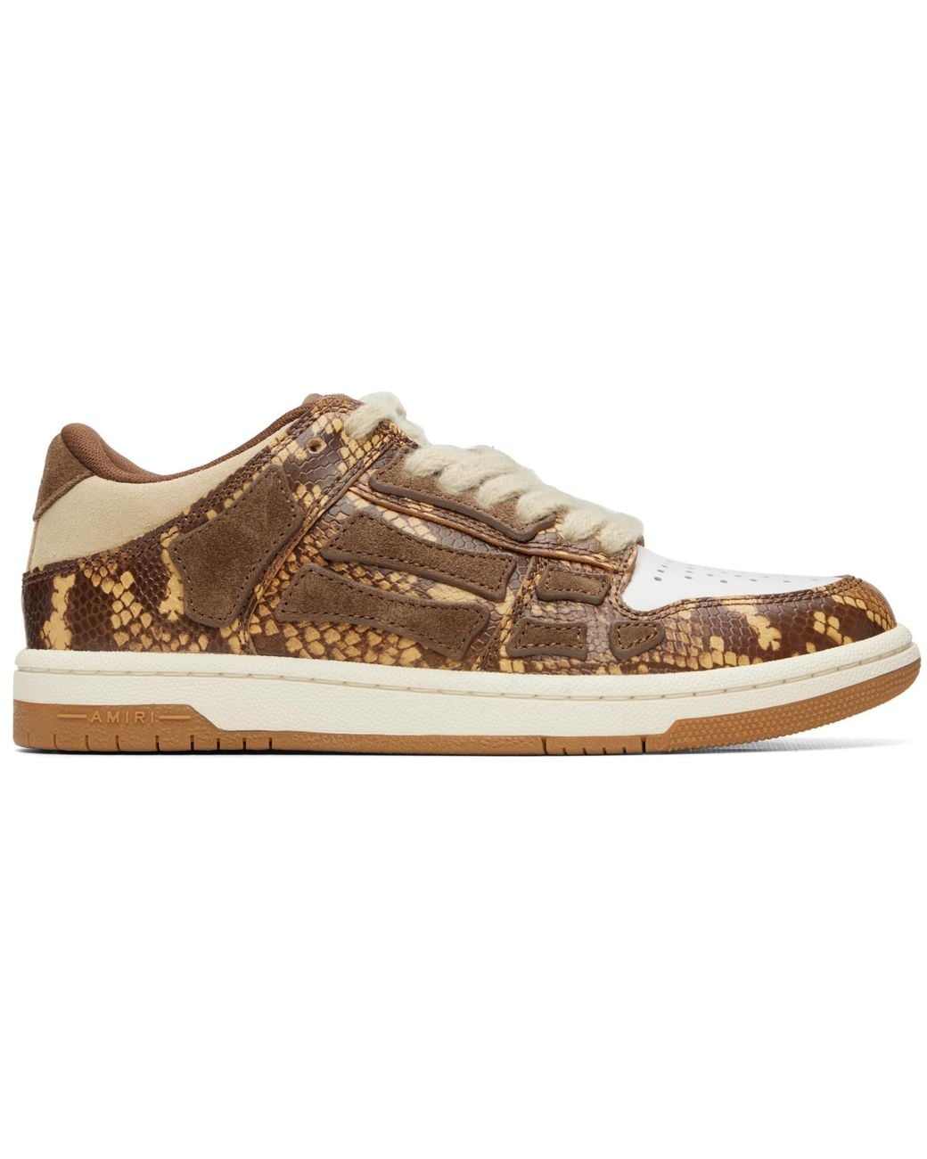 Amiri Brown Printed Python Skel Top Low Sneakers