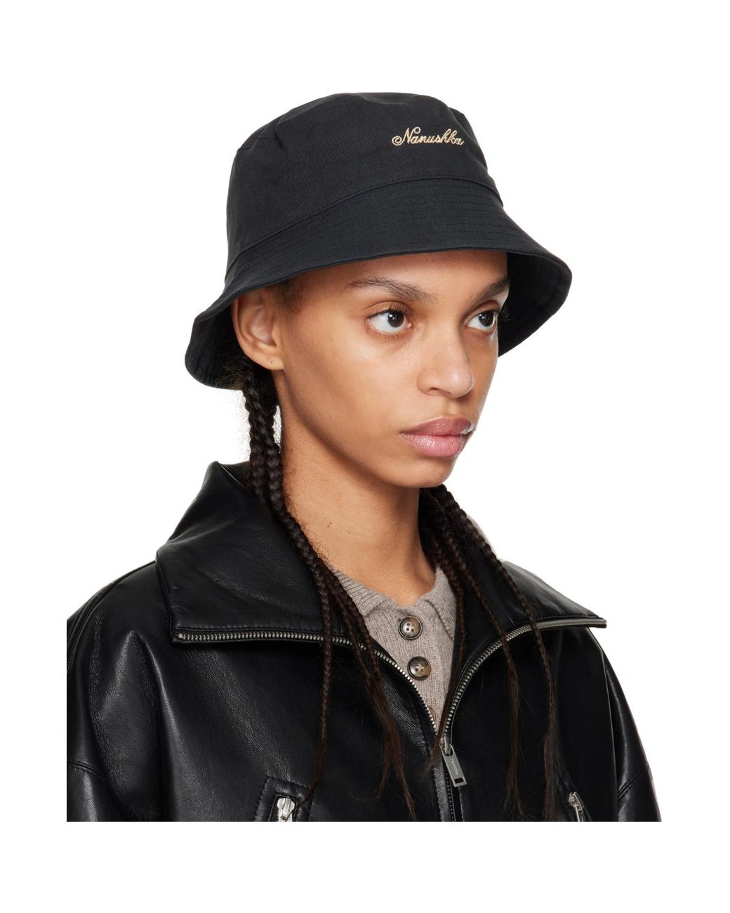 Nanushka Black Caran Bucket Hat