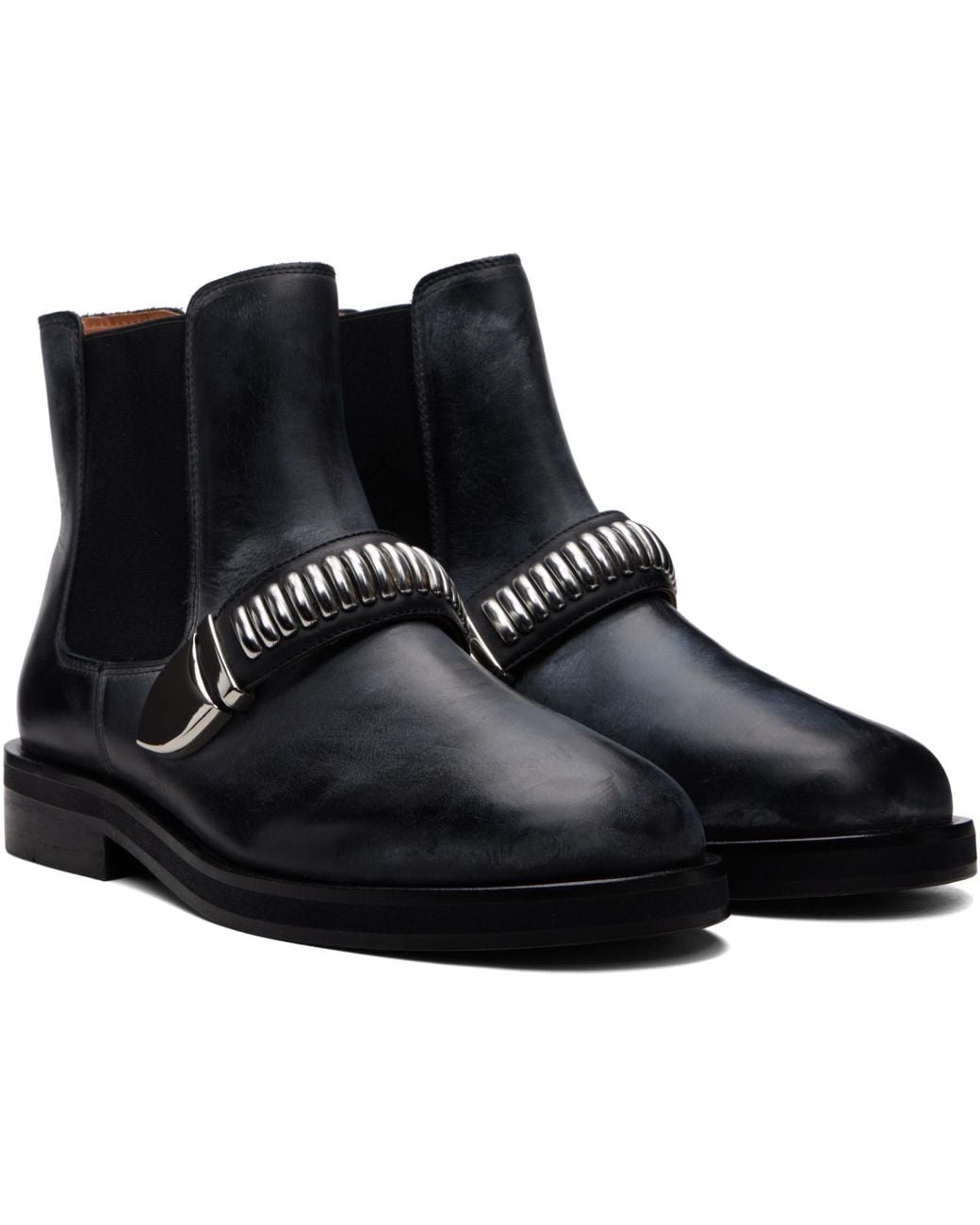 Bluemarble Black Studded Chelsea Boots for men