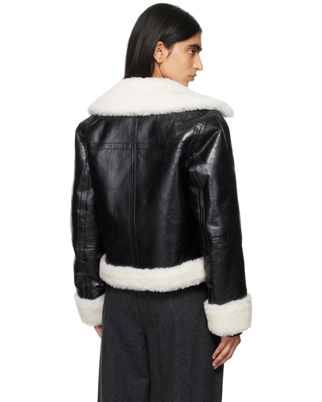 Stand Studio Black Off- Lorelle Faux-shearling Jacket