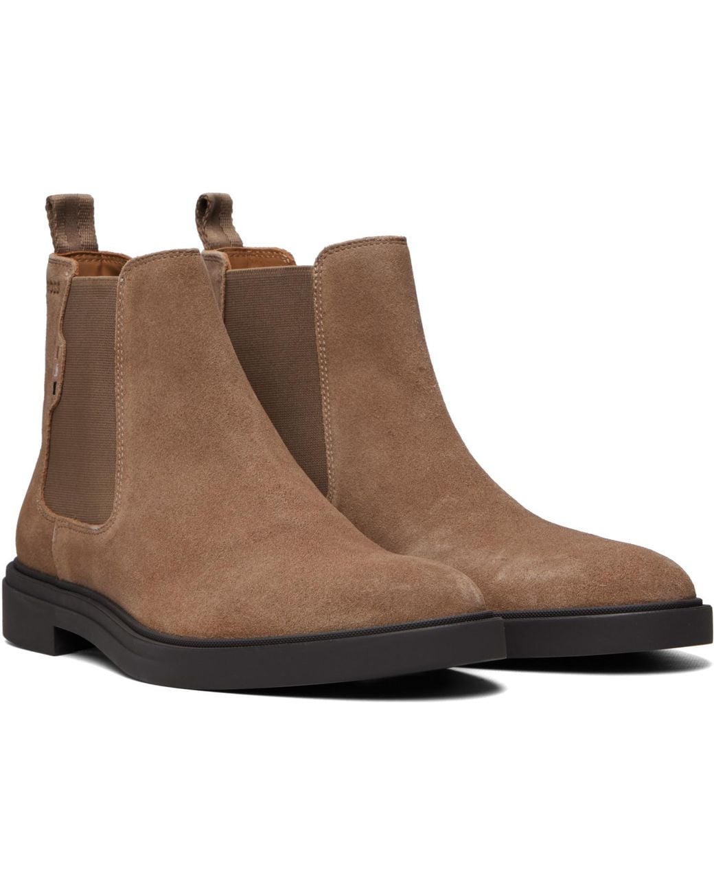 BOSS Signature Stitch Suede Chelsea Boots in Brown for Men | Lyst