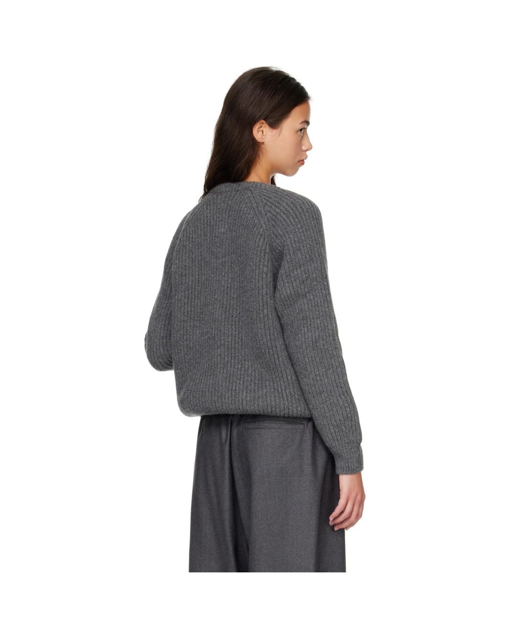 &Daughter Gray Rowan Rib Crewneck Cardigan