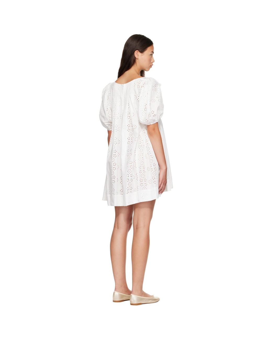 Sandy Liang White Hugo Midi Dress