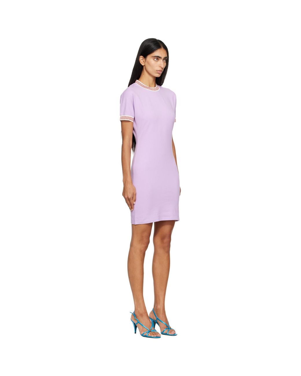 Versace Purple Jacquard Stretch Cotton-Jersey Minidress