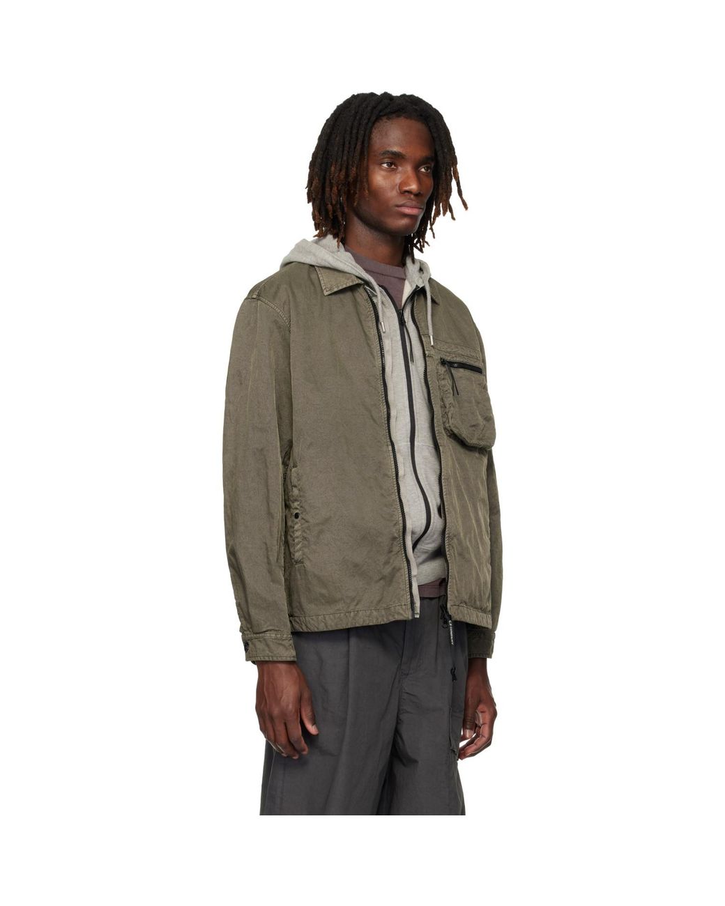 C P Company Black Panama-R Zipped Lens Overshirt for men
