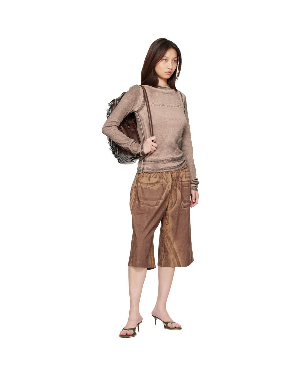 Acne Black Khaki Kitten Heeled Sandals