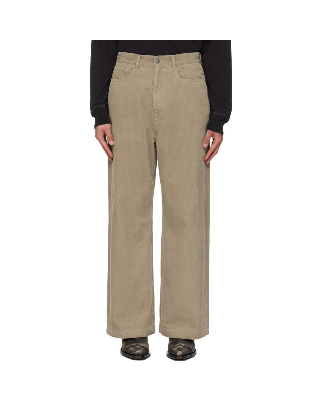 TONYWACK Natural Washed Corduroy Wide-Leg Trousers for men