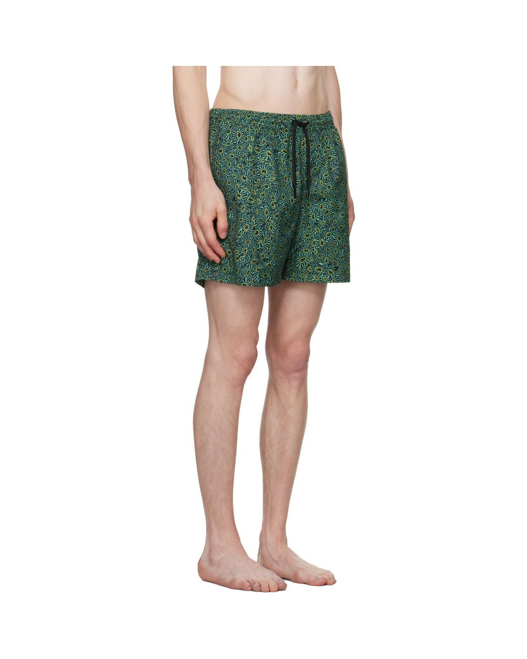 Dries Van Noten Green Printed Swim Shorts for men