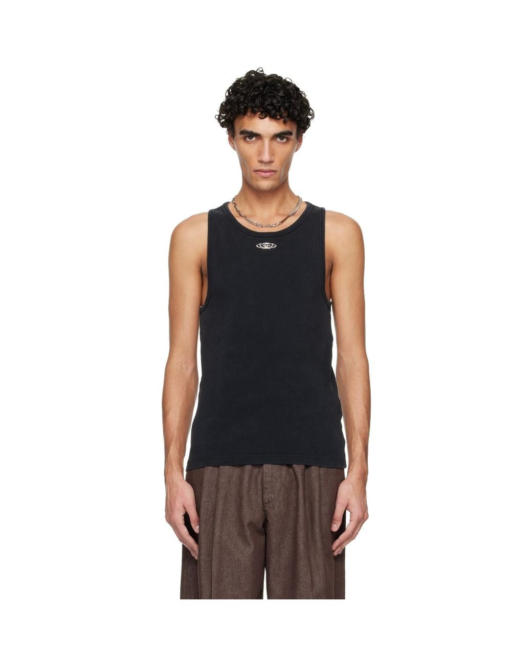 Casablanca Black Faded Ribbed Tank Top for men