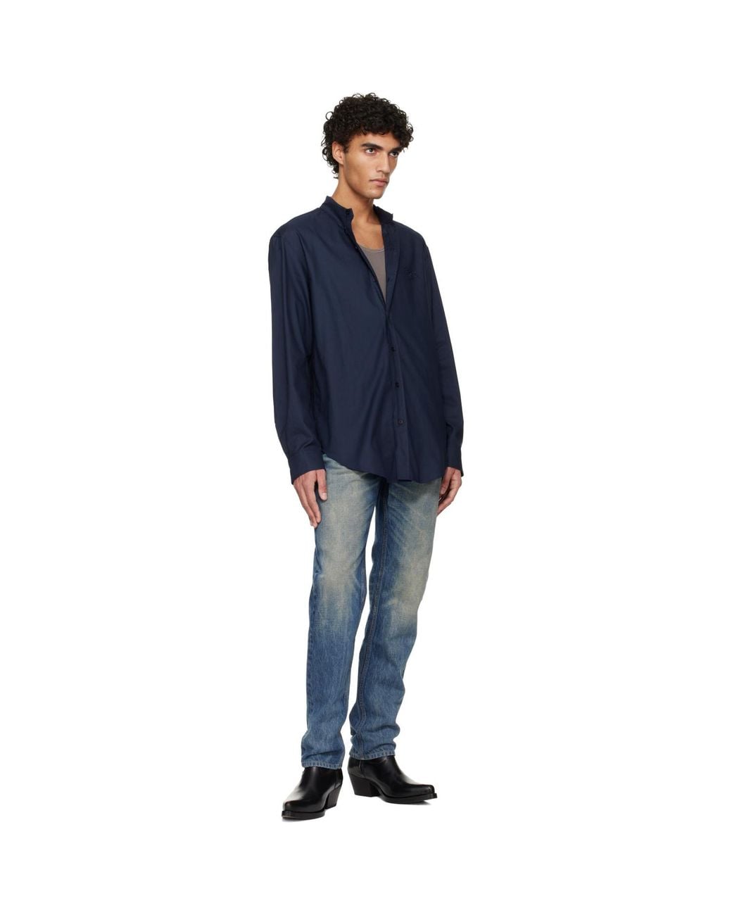 Balmain Blue Oxford Cotton Reg Shirt for men