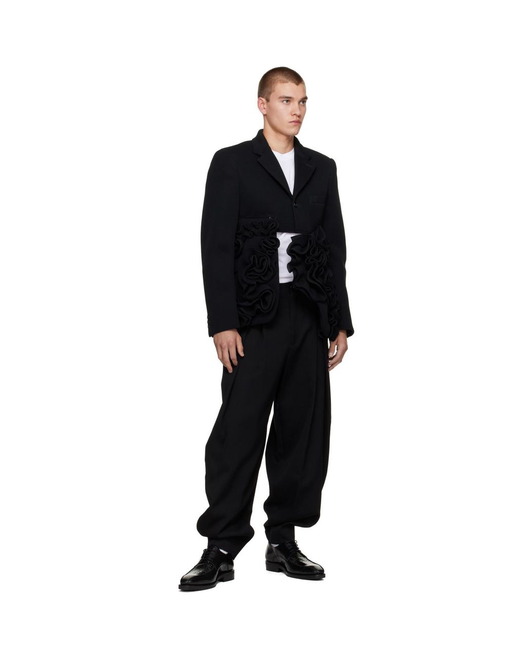 Comme des Garçons Black Polyester Double Raschel Blazer for men