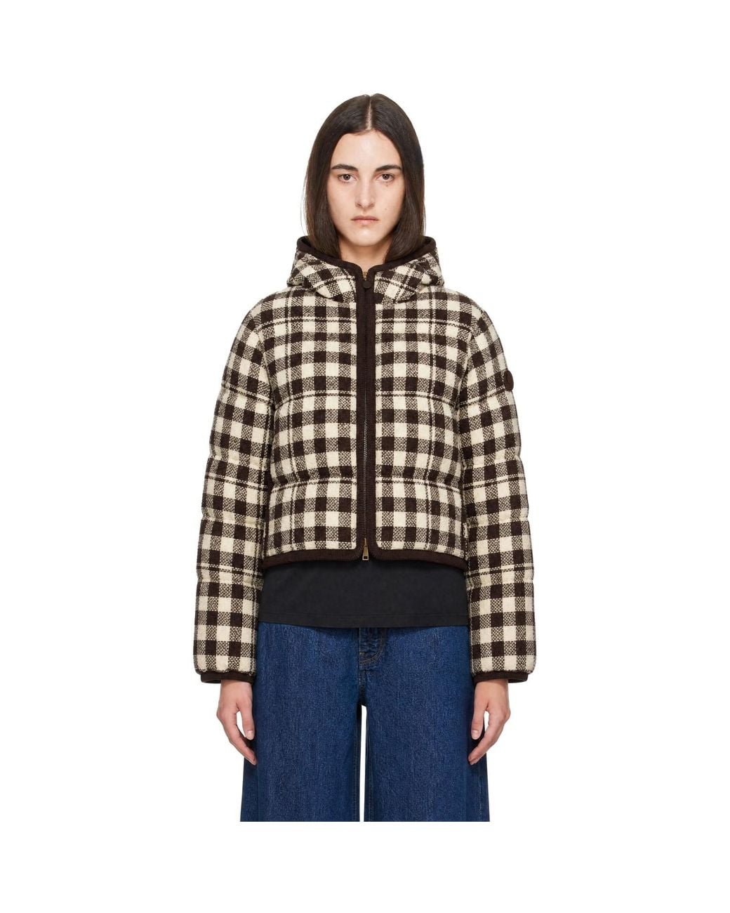 Moncler Black Check Abstraction Down Jacket