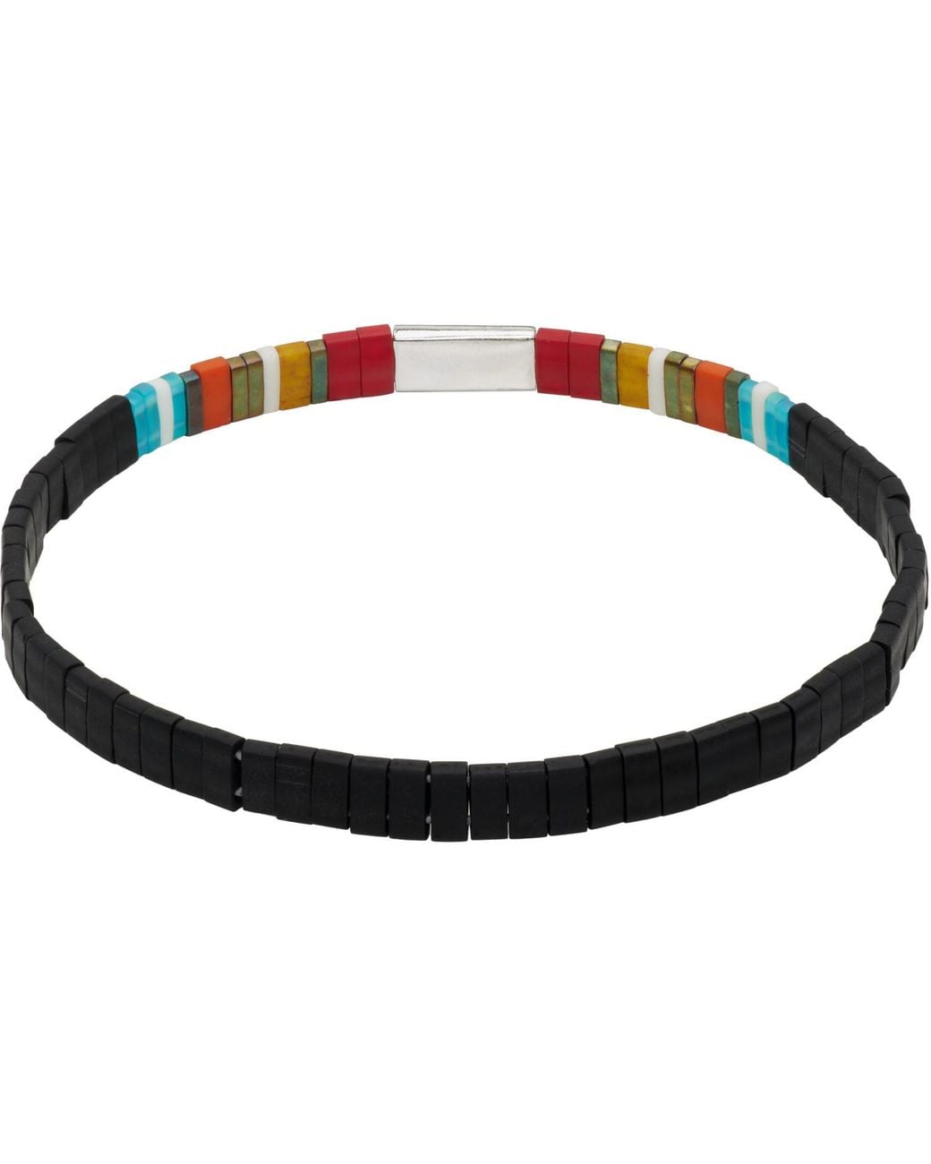 Paul Smith Black Stripe Flat Bead Bracelet for men