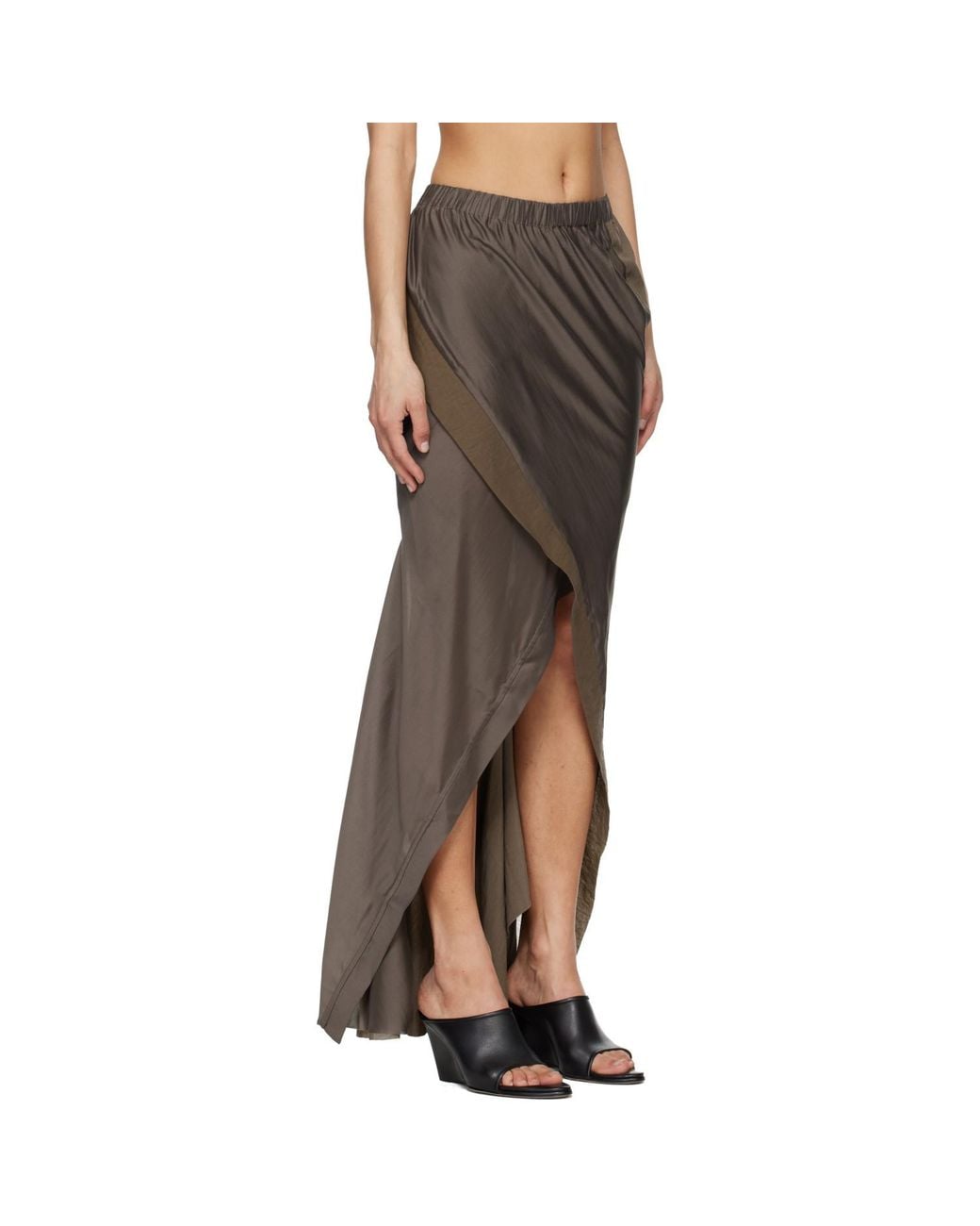 Entire studios Black Taupe Fluid Midi Skirt