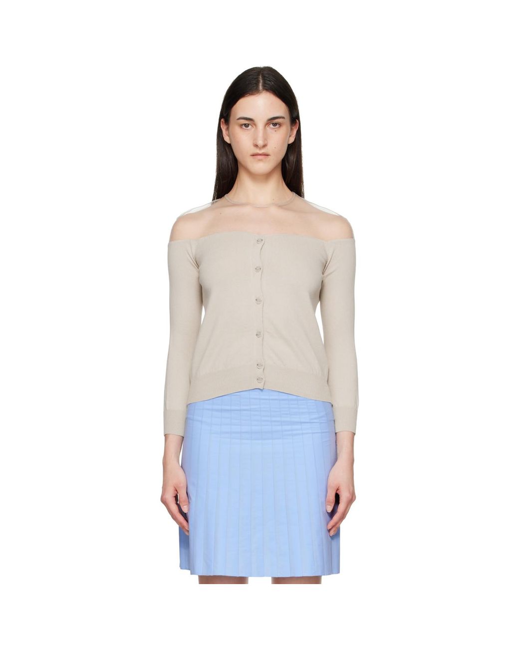 MM6 by Maison Margiela Blue Knit Cardigan