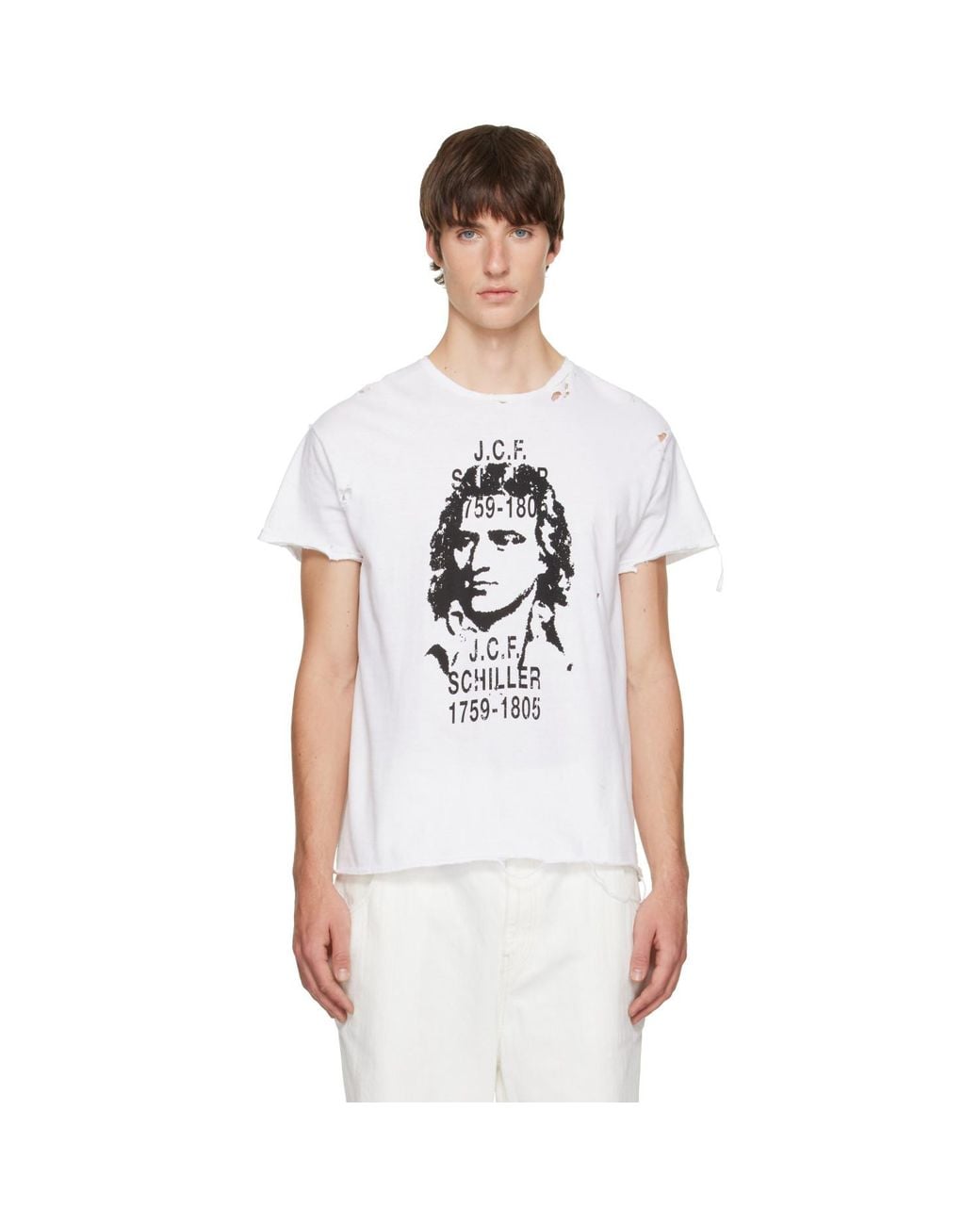 HYACYN White Distressed 'Jcf Schiller' T-Shirt for men
