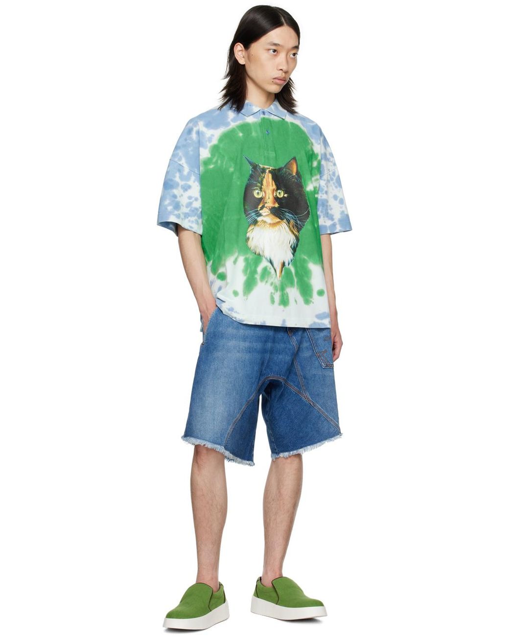 【JW ANDERSON】Cat Print Short Sleeve T-shirt/全国送料込み JW Anderson Cat Print Polo in Green for Men | Lyst UK