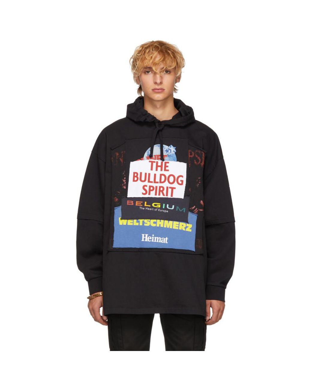 Vetements Black The Bulldog Spirit Patchwork Hoodie for Men | Lyst