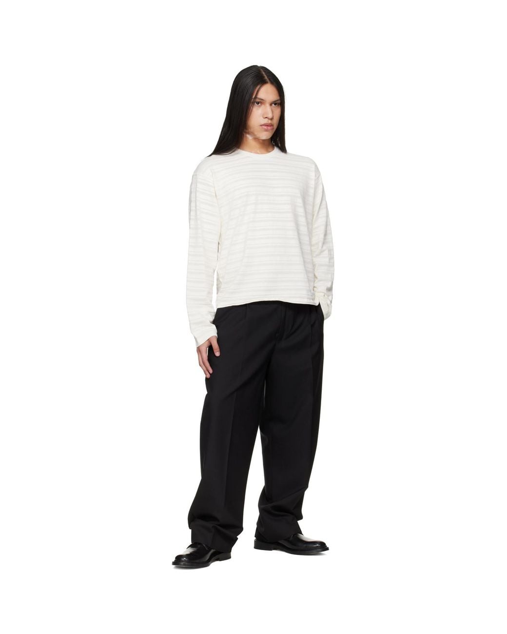 mfpen White Off- Round Neck Sweater for men