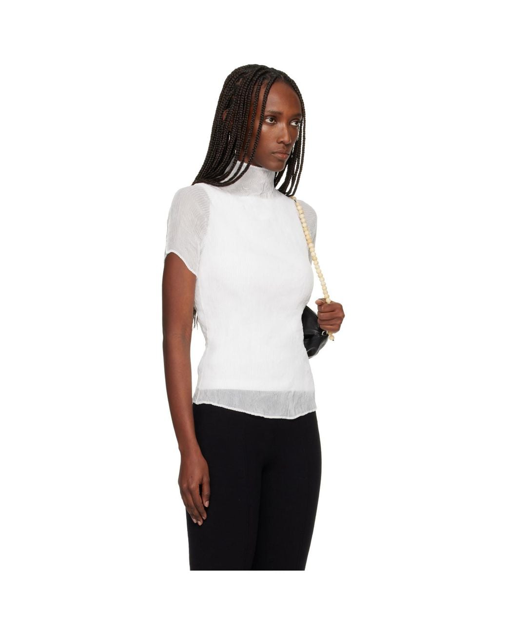 Issey Miyake Black Chiffon Twist T-Shirt