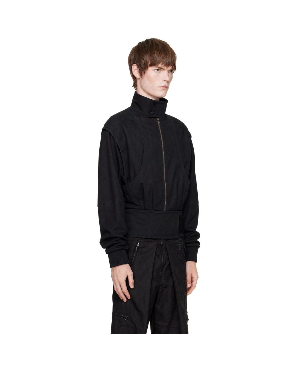 HYACYN Black Notgnirrah Jacket for men