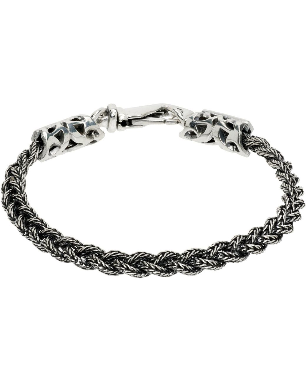 Emanuele Bicocchi Black 3-Wire Braided Bracelet for men