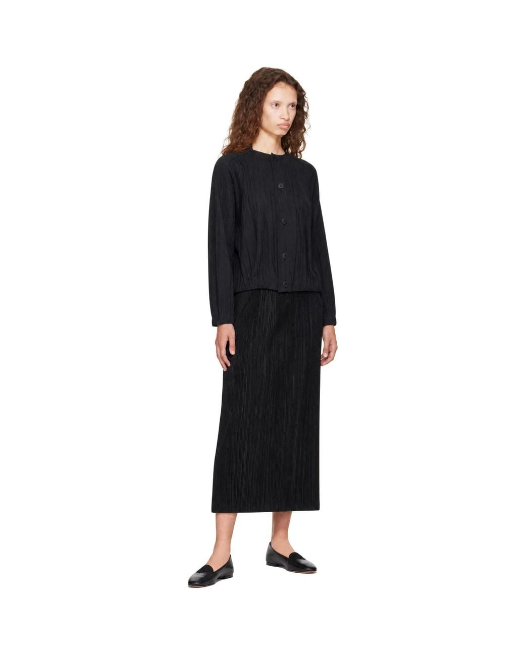 Pleats Please Issey Miyake Black Smooth Jacket