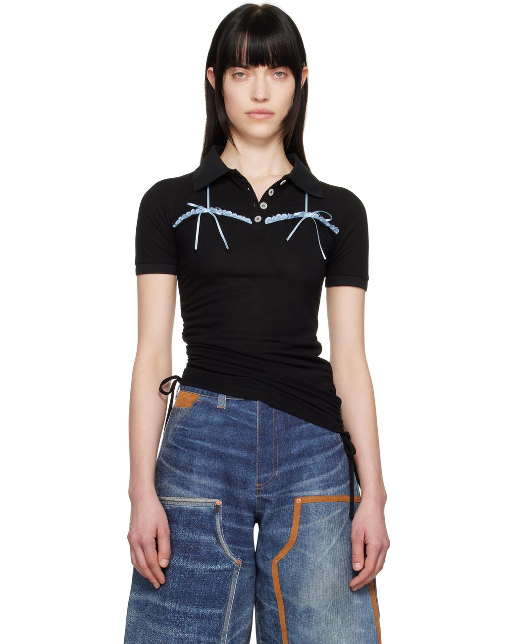 ANDERSSON BELL Halter String Piqué Polo in Black | Lyst