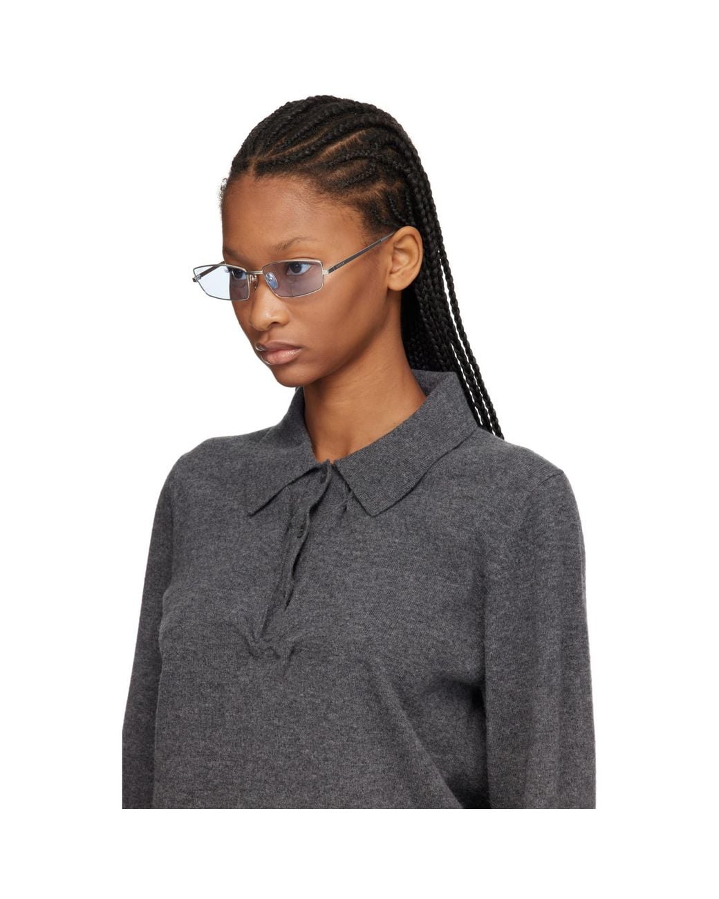 Gucci Blue Rectangular Frame Sunglasses