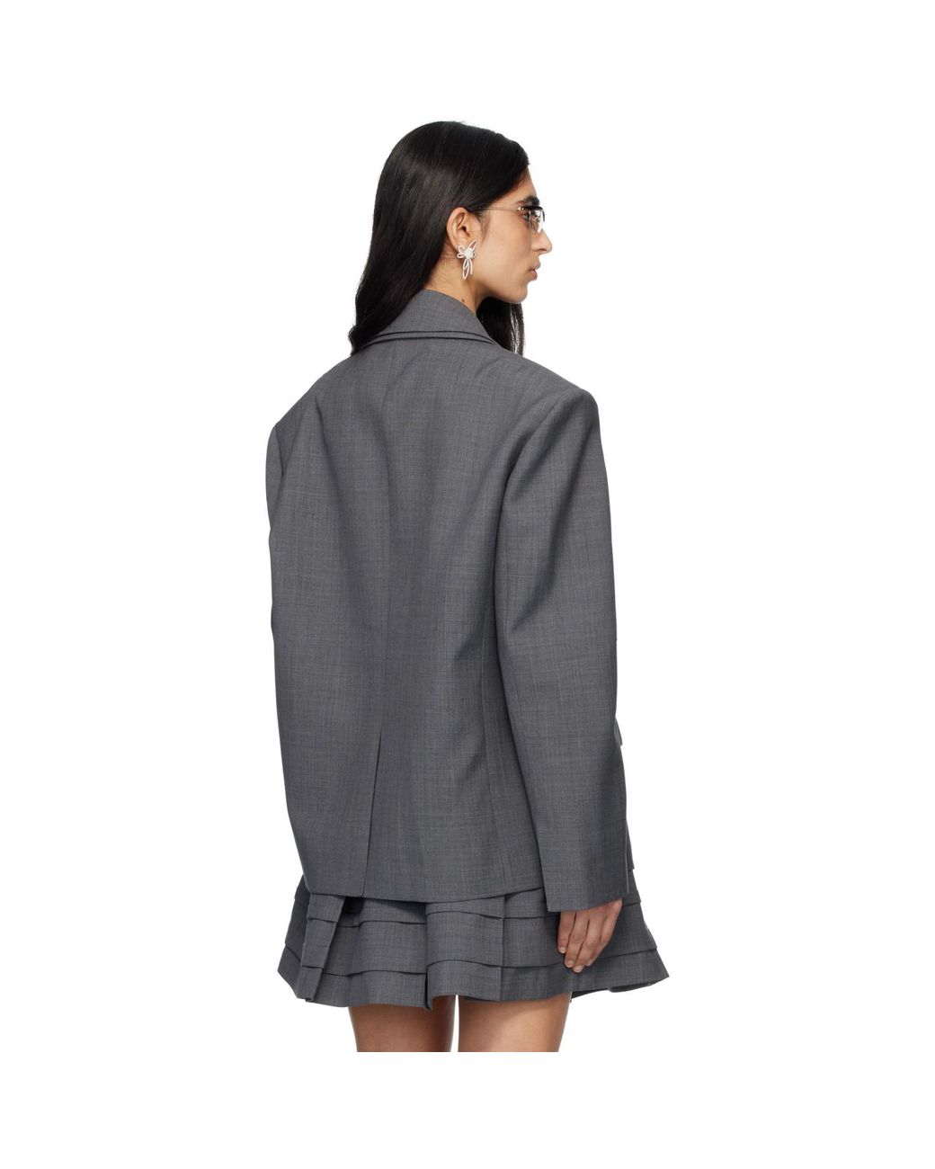 ShuShu/Tong Black Peak Lapel Oversized Blazer