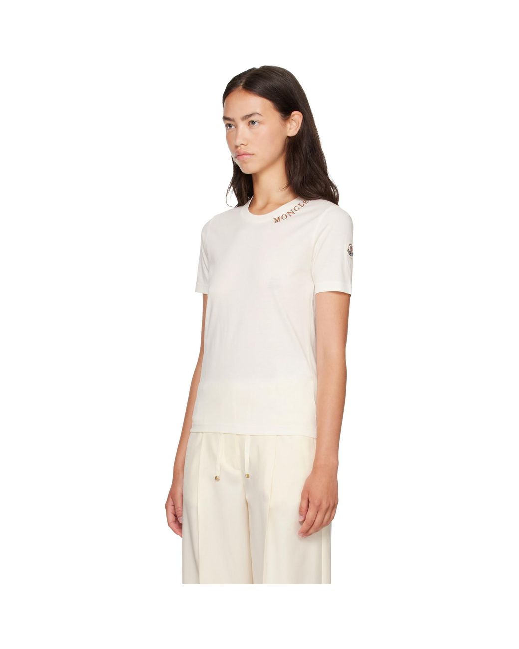 Moncler White Off- S/S Jersey T-Shirt