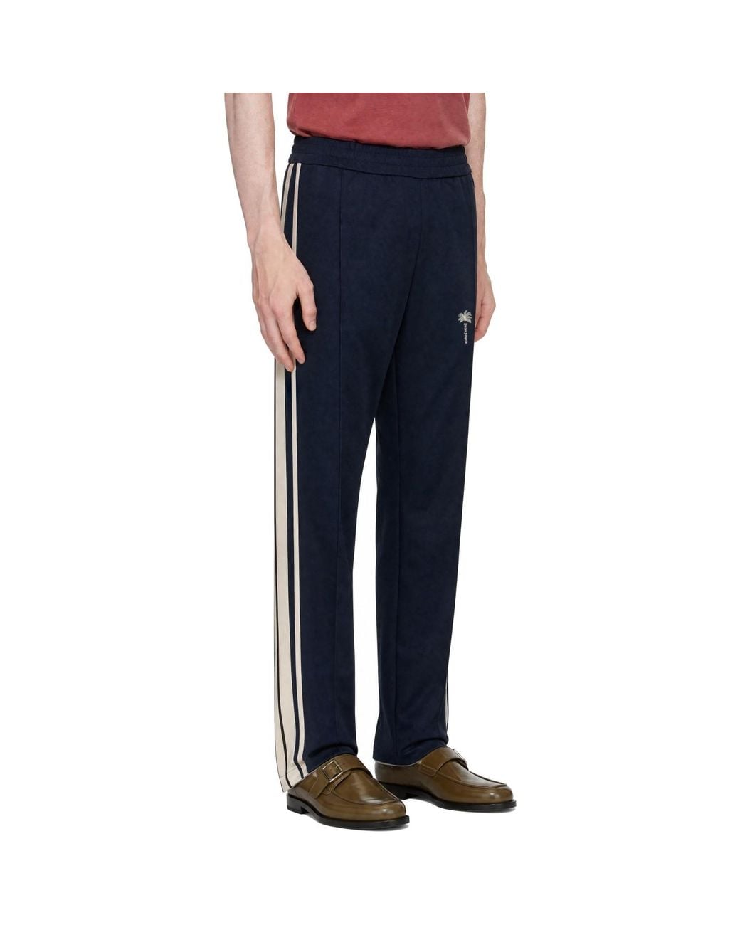 Palm Angels Blue Palm Tree Striped Track Pants for men
