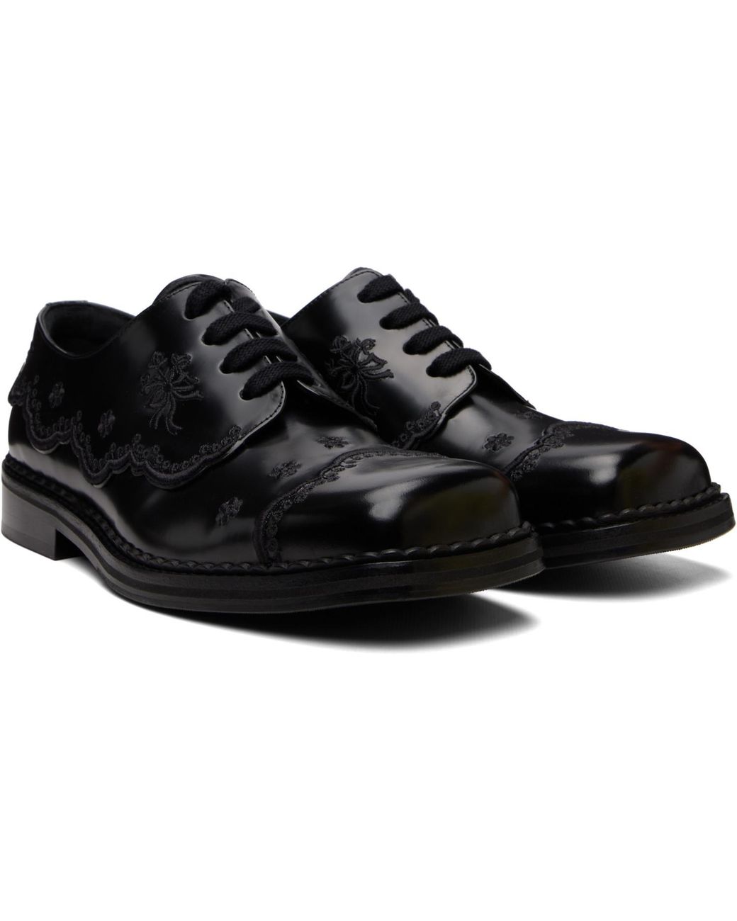 Simone Rocha Black Floral Lace Brogue Derbys for men