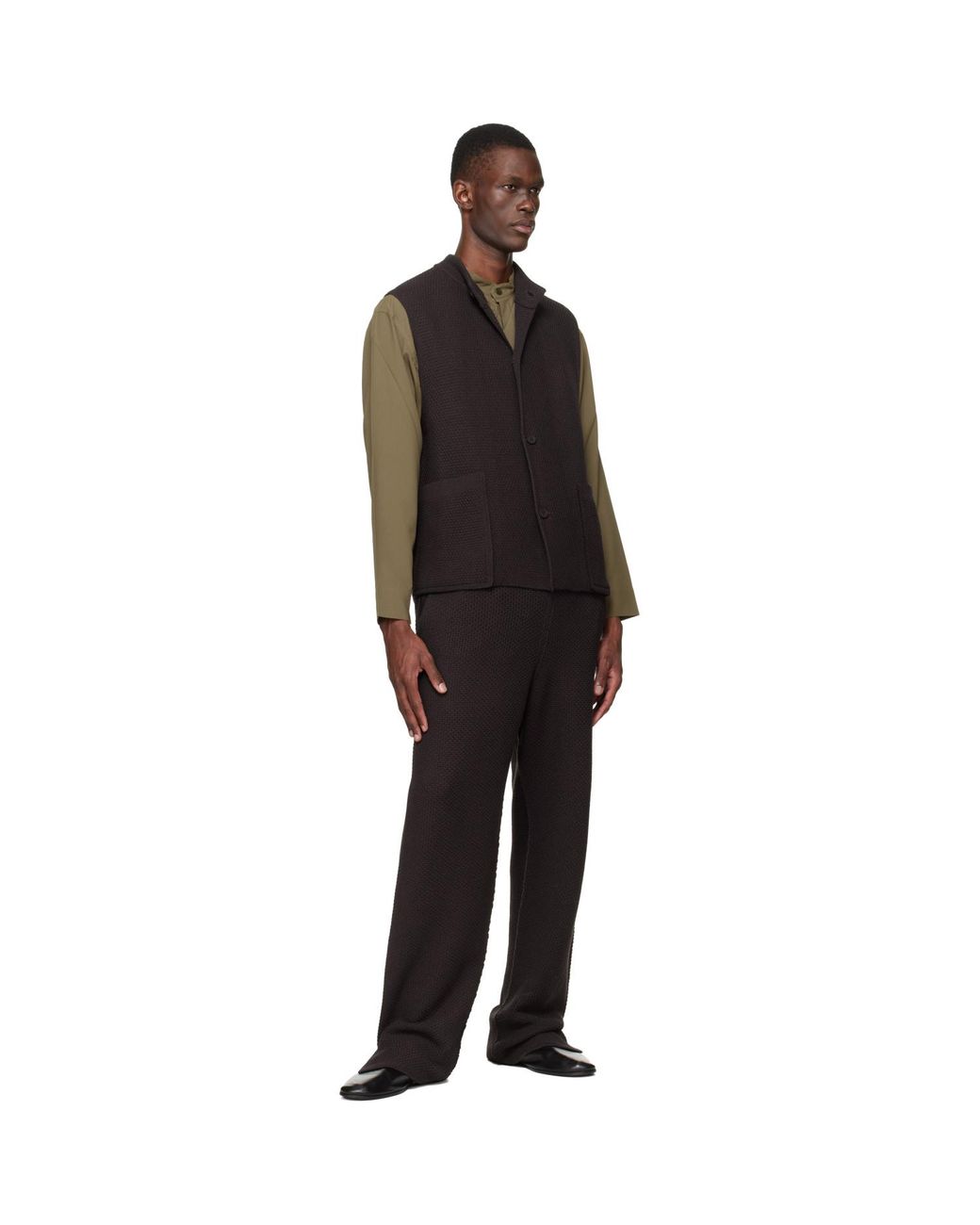 Homme Plissé Issey Miyake Black Rustic Knit Vest for men