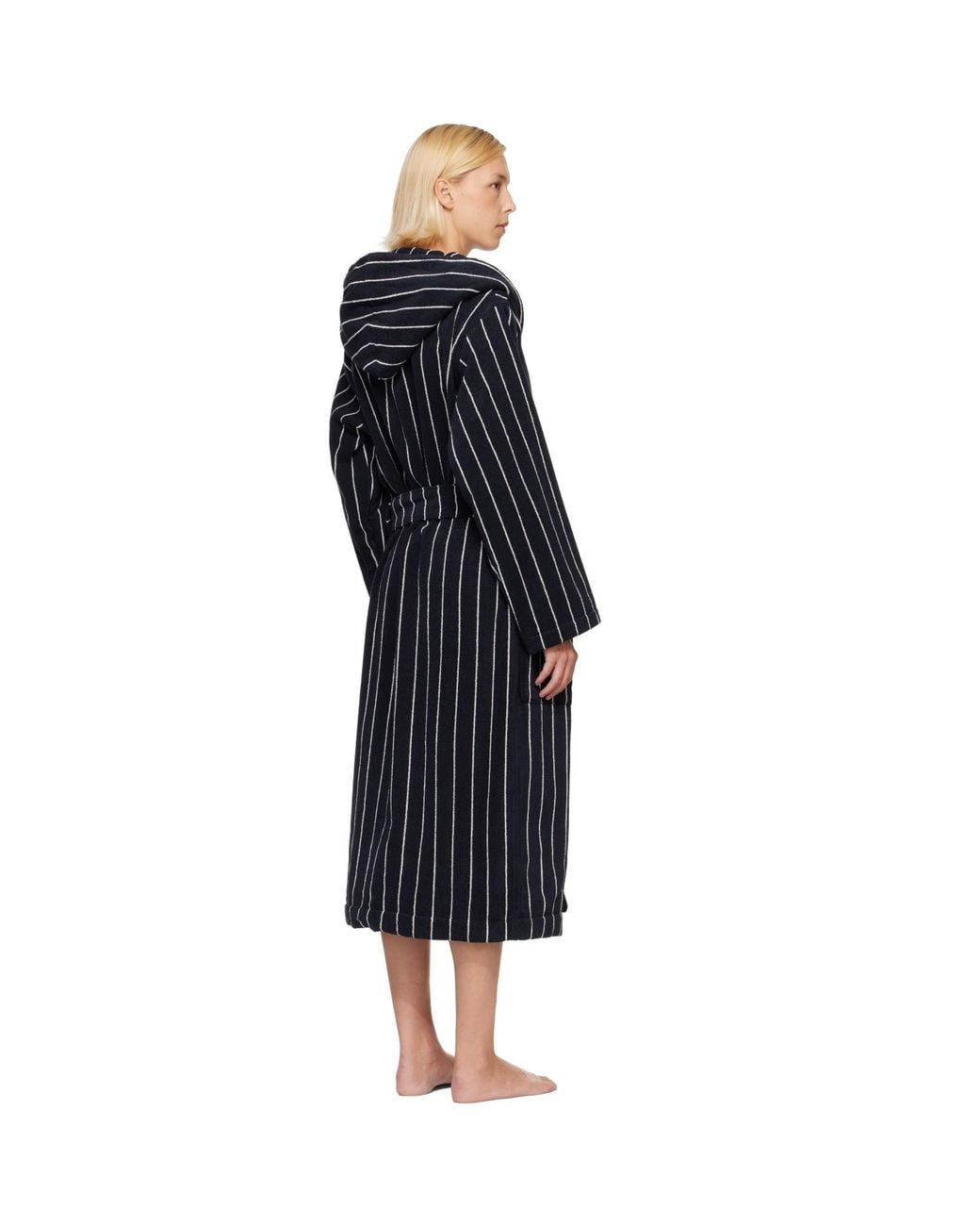 Tekla Black Terry Hooded Bathrobe