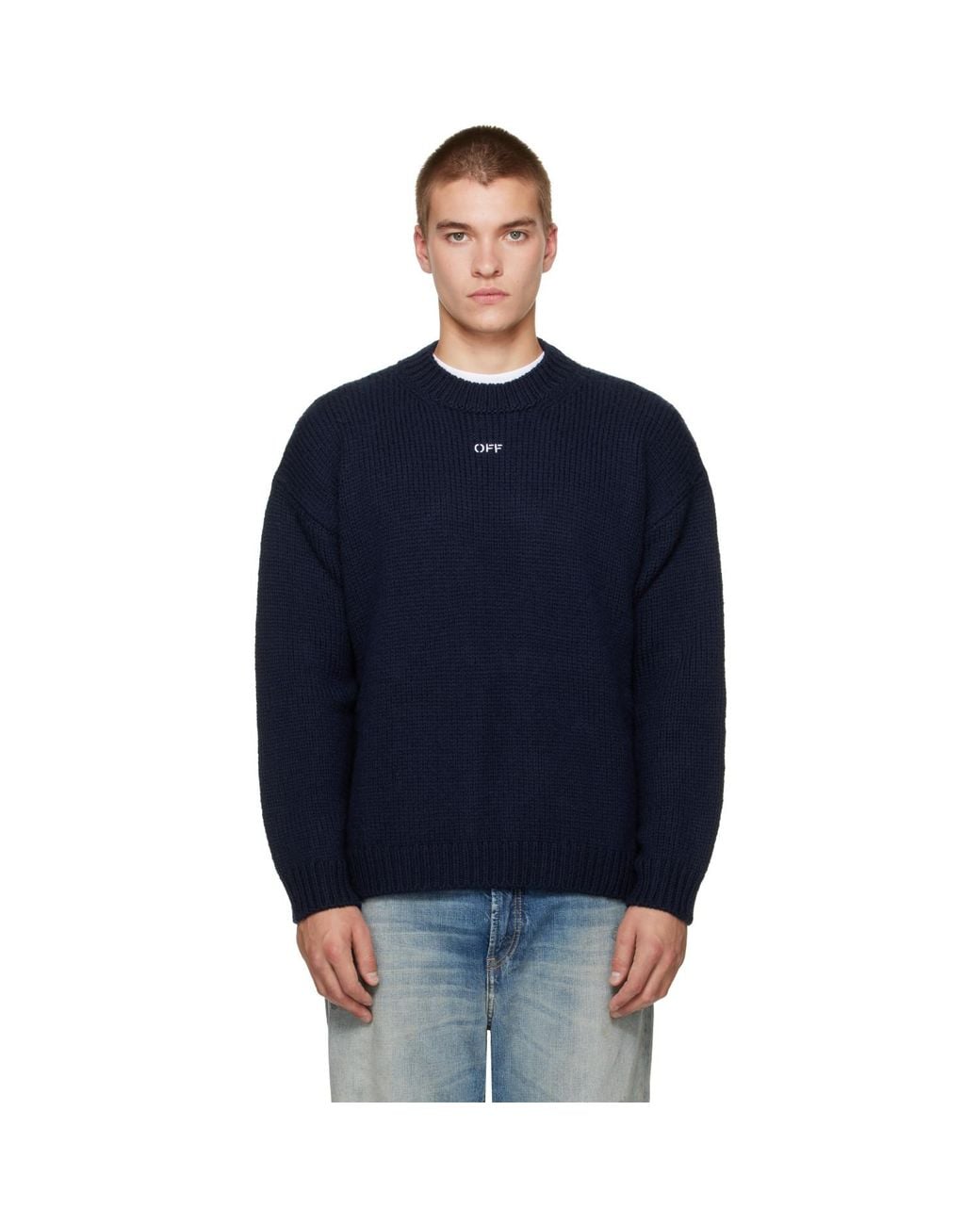 Off-White c/o Virgil Abloh Blue Maxi Arrow Crewneck Sweater for men