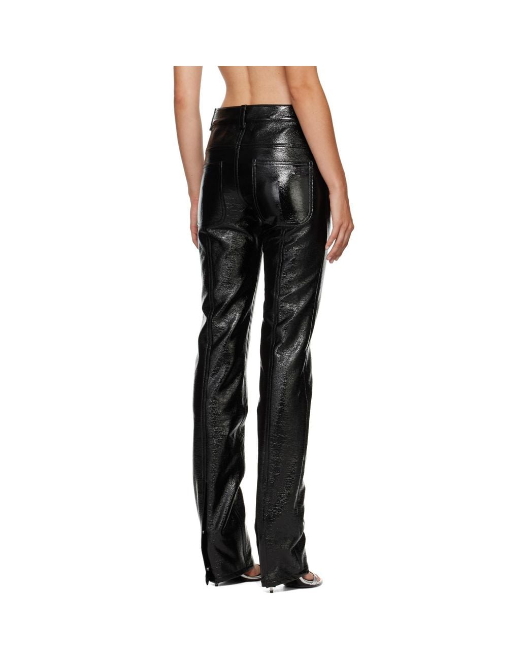 Courreges Black Vinyl Straight Trousers