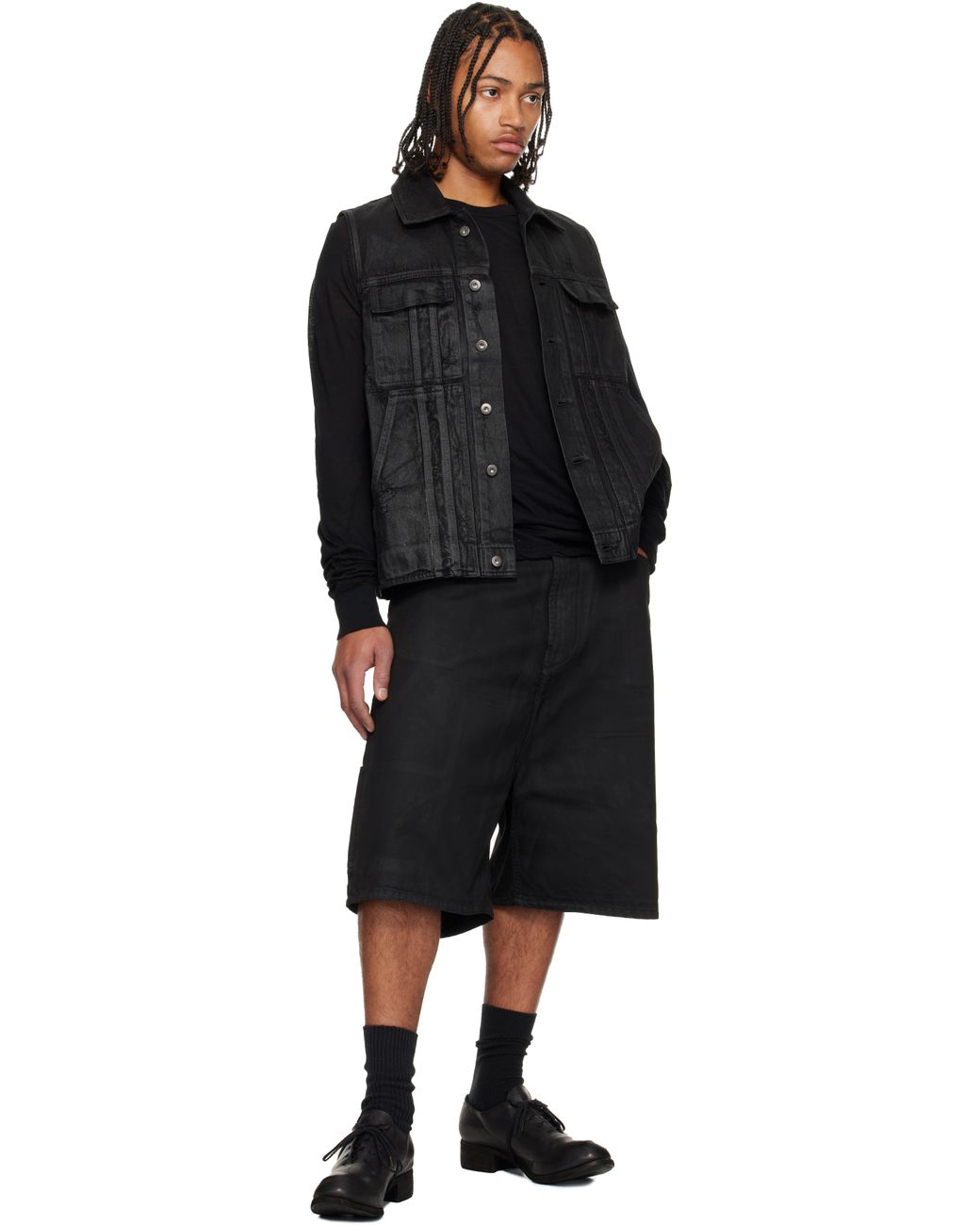 Det Blev Sent Waxed Denim Shorts in Black for Men | Lyst