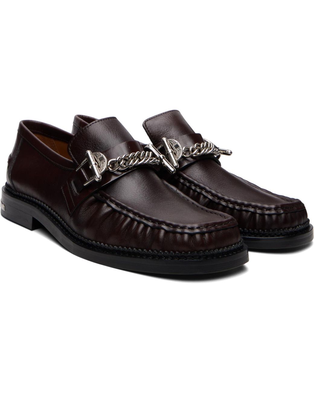 Toga Virilis Black Embossed Leather Loafers for men