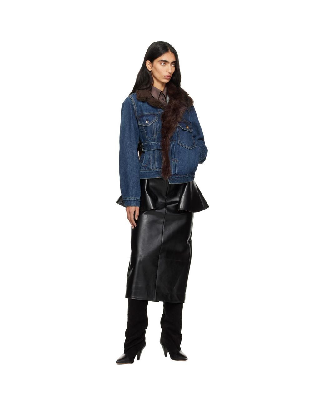 Sacai Blue Faux-Fur Denim Jacket