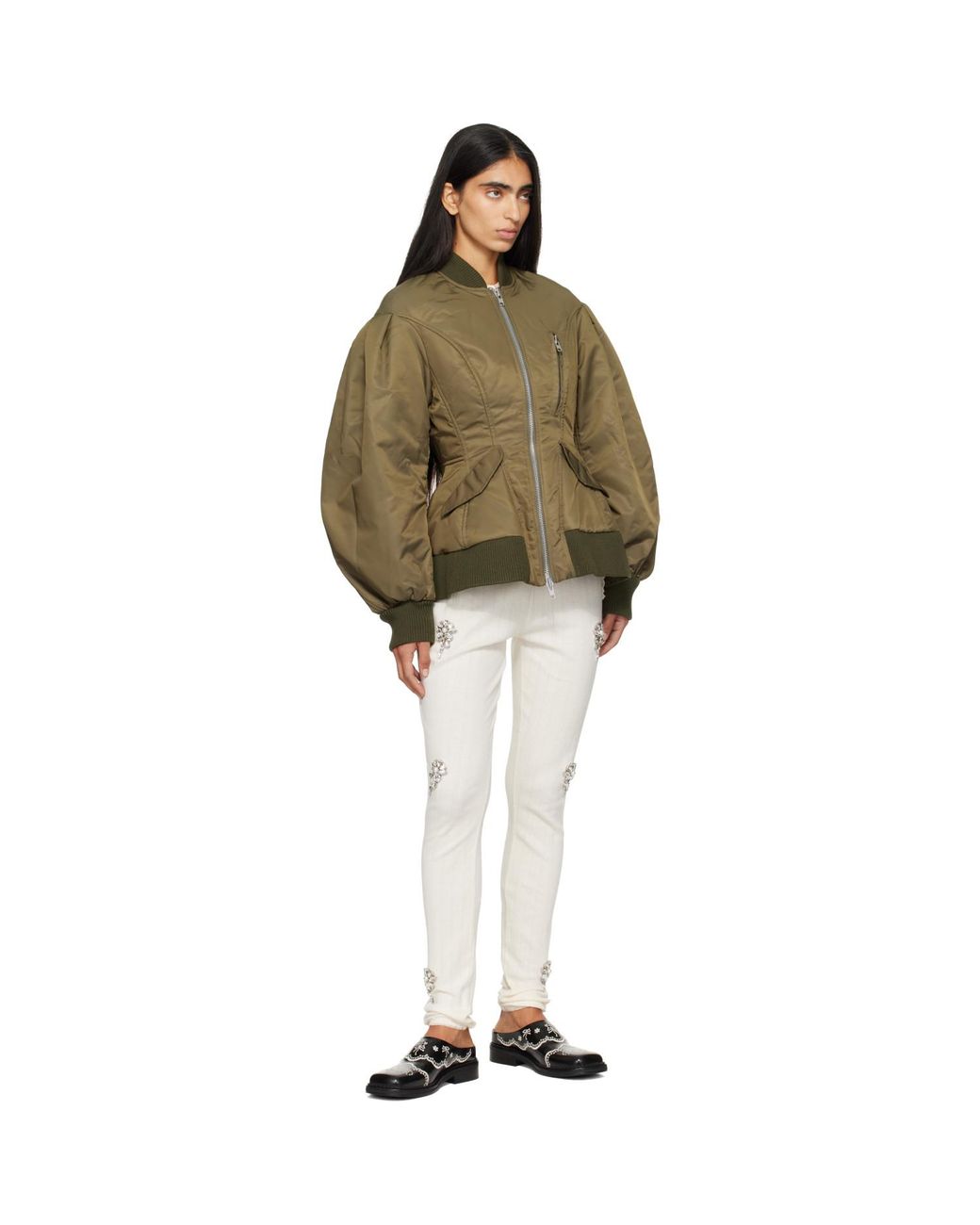 Simone Rocha Brown Padded Sculpted Bomber Jacket