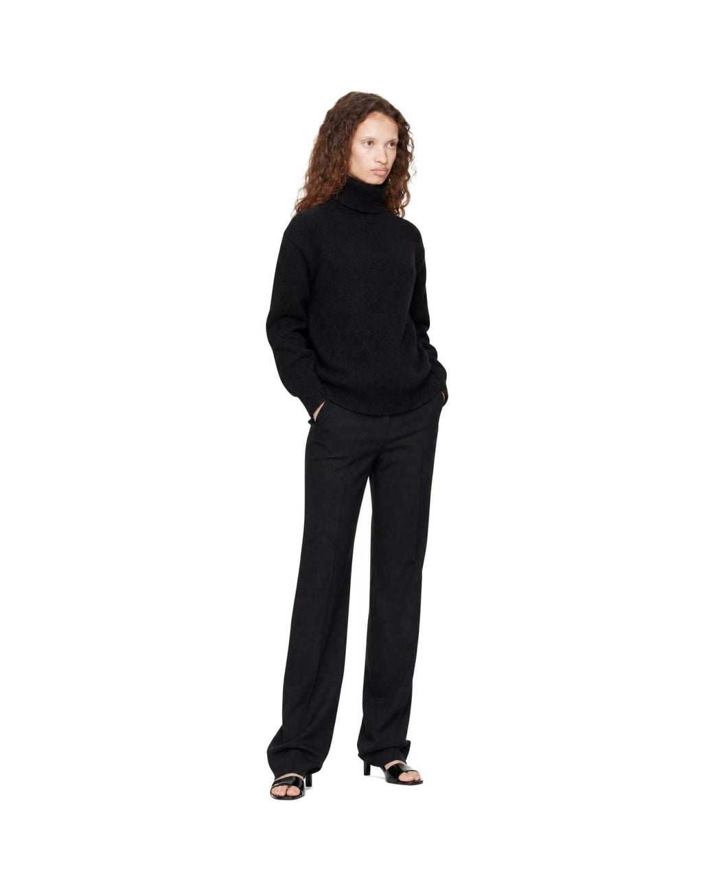 Tom Ford Black Wool Cashmere Mohair Turtleneck Knit Sweater